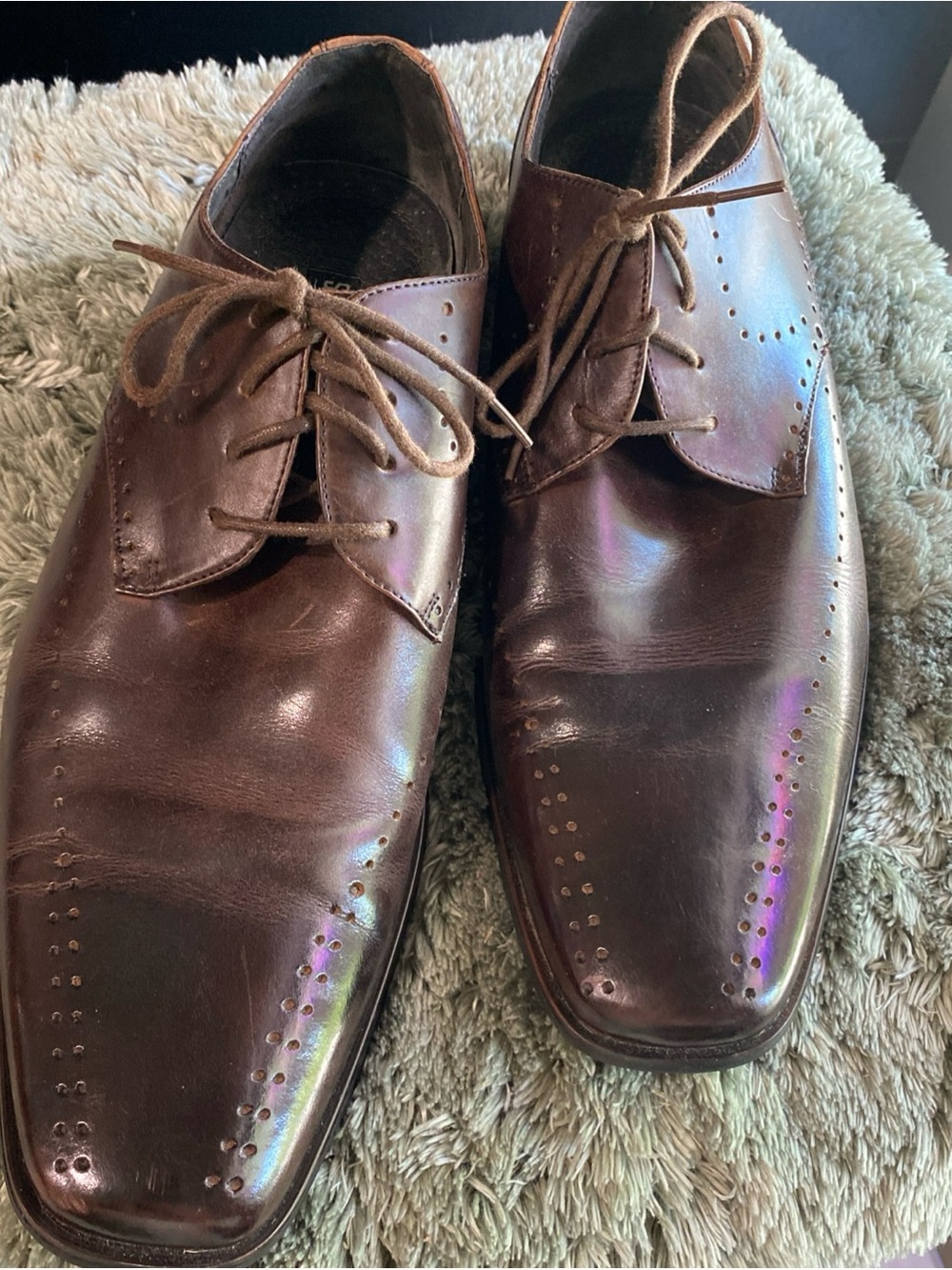 Stacy Adams Brown Leather Lace-Up Oxford Dress Shoes